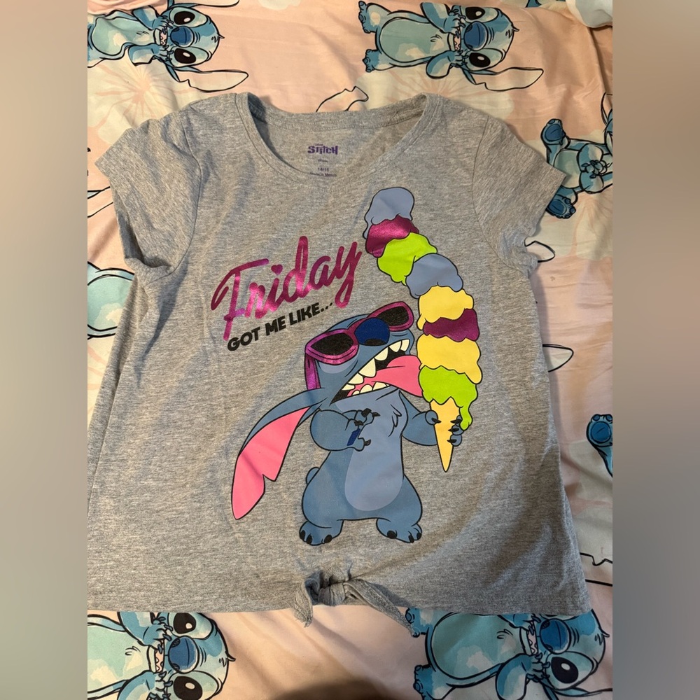 Disney Gray T-Shirt with Stitch Graphic